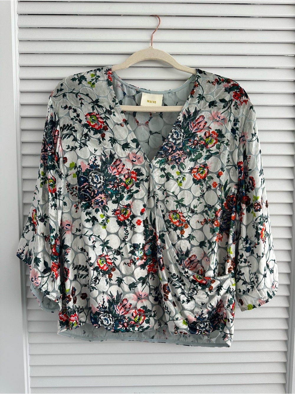 Anthropologie Maeve Umi Velvet Floral Wrap Top